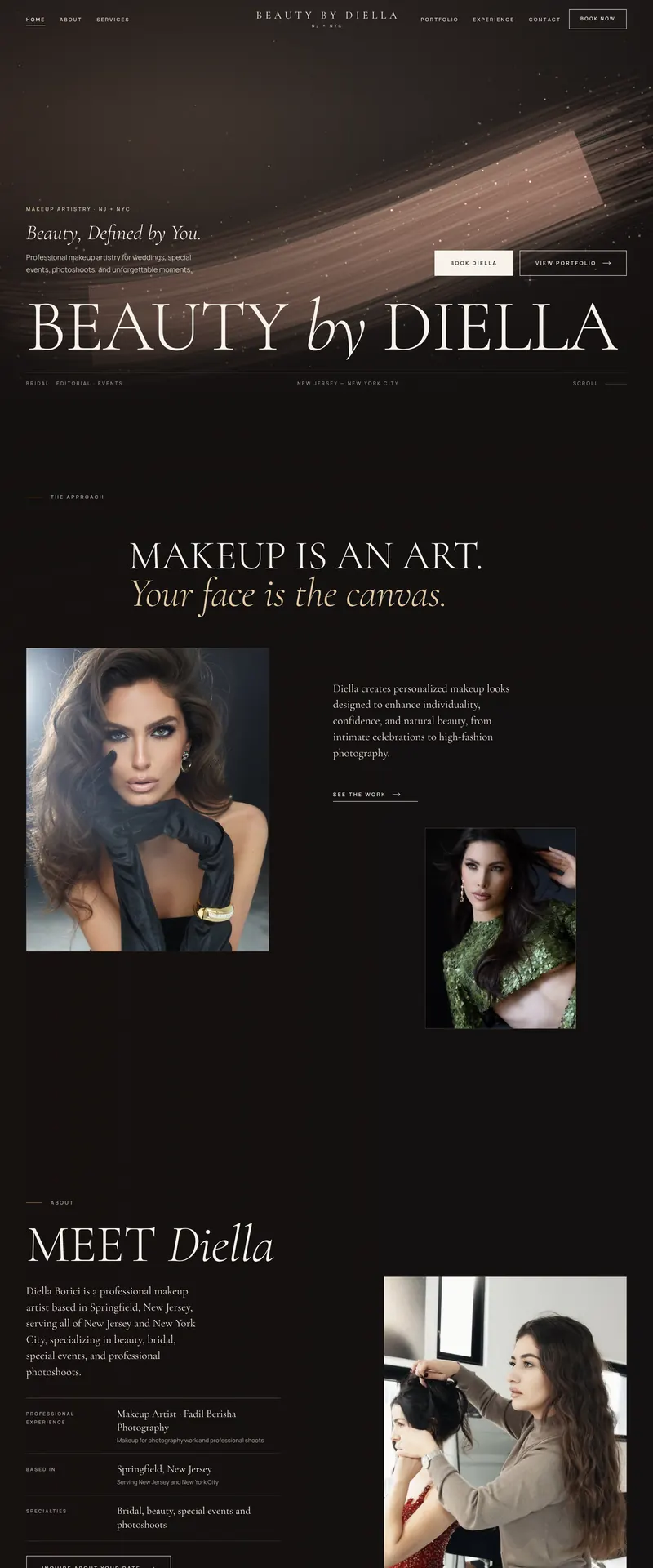 Beauty by Diella website homepage design