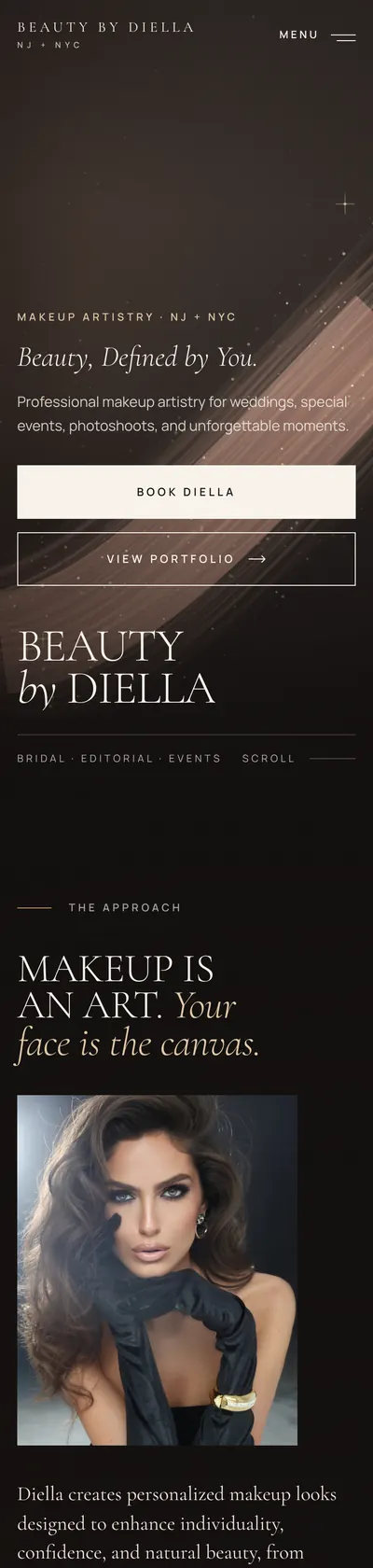 Beauty by Diella website on a phone