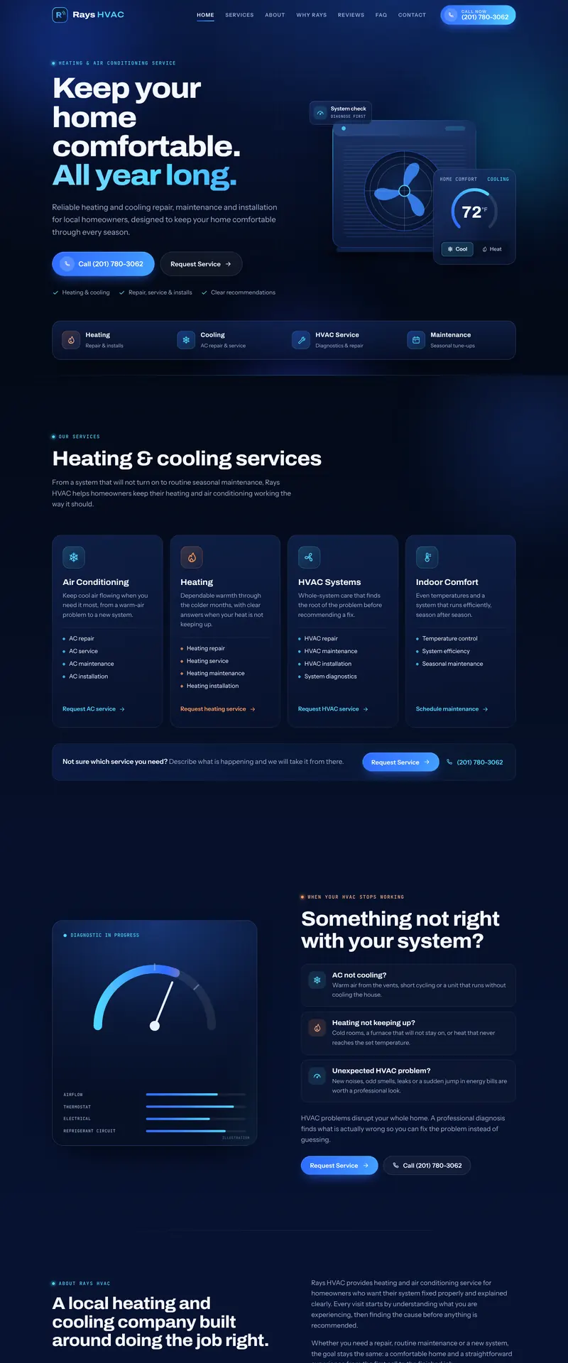 Rays HVAC website homepage design